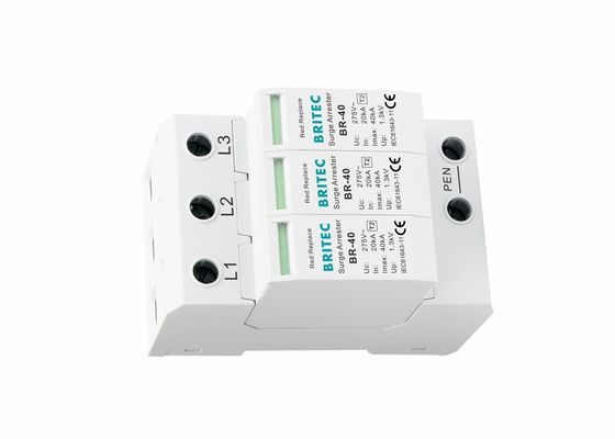 IEC 61643 Klasse II 3P Steekbaar Type 2 SPD 40kA Overspanningsbeveiliging voor Bliksembeveiliging