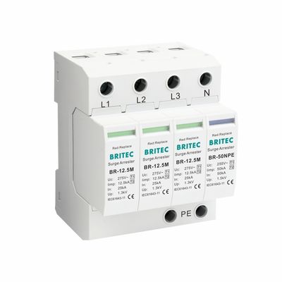 BR-12.5M 4P Type 1 Overspanningsbeveiliging (SPD) overspanningsbeveiliger AC Type 1 12.5kA SPD Type 1 SPD overspanning 12.5kA overspanningsonderdrukker industriële overspanningsbeveiligingsinrichting