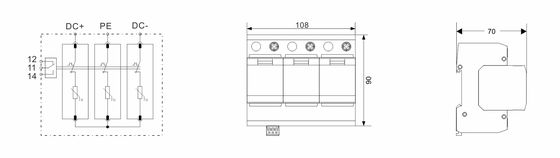 BRPV3-1000-12.5 PV-overspanningsherstel 1000V type 1 voor zonnepanelen