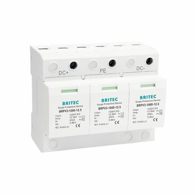 BRPV3-1000-6.25 DC Overspanningsbeveiliging 1000V 40kA PV Zonne-energie SPD zonne-overspanningsbeveiliging overspanningsbeveiliging DC Voeding Overspanningsbeveiliging Type 1+2 PV overspanningsbeveiliging dc spd t1 t2