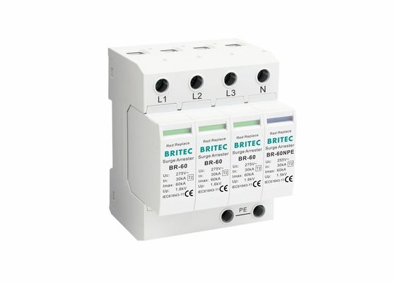 275V 60KA-overspanningsbeschermingsinrichting met 3+NPE-type voor bliksembescherming