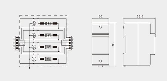 POE overspanningsbeveiliger met 5KA nominale stroom IP20-bescherming en stalen behuizing voor RJ45-netwerk overspanningsafleider POE Power Over Ethernet SPD