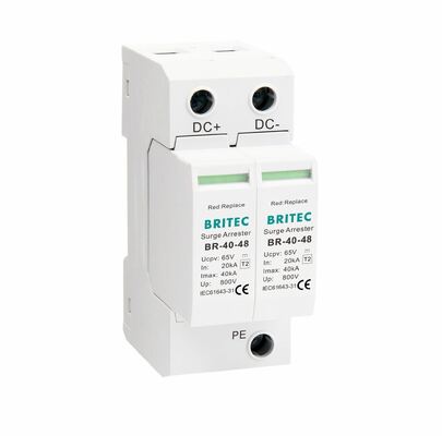 BR-40-24 T2 DC-overspanningsbeschermingsapparaat 40kA 24V SPD met thermoplastisch UL94-V0 behuizing voor overspanningen