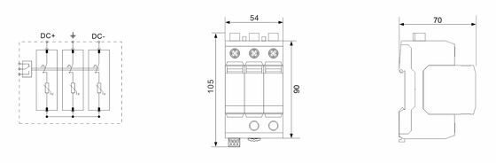 BRPV3-1500-6.25 PV Surge Arrestor Module 3 Beschermingsinrichting Type 1+2 PV-overspanningsbeschermer Zonne-energiesystemen spd 1500v dc t1 t2 Solar Dc Spd pv bliksemschermer Type 1+2 PV-overspanningsbeschermer