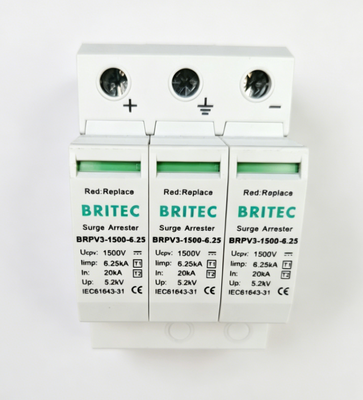 BRPV3-1500-6.25 dc spd-overspanningsbeschermingsapparaat zonne-energie dc spd dc spd wenzhou arrester 1500v 3-pool spd dc 500v t1 t2 SPD Type 1 Prijs