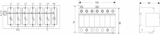 BR-40 275 6+1 Type 2 Overspanningsbeveiliger 275V din rail bliksembeveiliger 3 fase spd