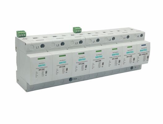 BR-25M 275 6+1 Type 1+2 overspanningsbeveiliging met 25kA bescherming en thermische UL94-V0 behuizing
