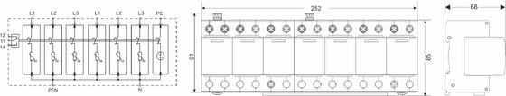 BR-25M 275 6+1 Type 1+2 overspanningsbeveiliging met 25kA bescherming en thermische UL94-V0 behuizing