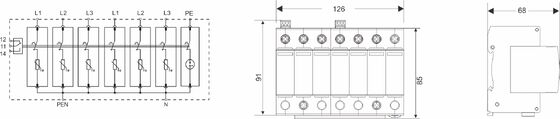 25kA DIN Rail Mount Surge Protector met thermoplastische UL94-V0 behuizing voor robuuste overspanning