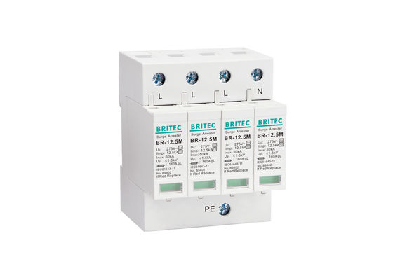 3 Fase Volledig huis overspanningsonderdrukker Klasse I + II Spd-beschermingsapparaat 4P