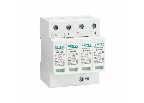 Driefasige laagspanningsoverspanningsbeschermingsinrichting 40KA SPD voor de bescherming van elektrisch netwerk
