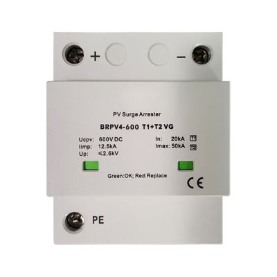 1000V DC 12.5kA Bliksemimpuls Type 1+2 Fotovoltaïsche SPD Zonne-overspanningsbeveiliging DC SPD Type 1