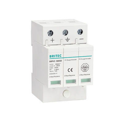 BRPV3-1000 1000V 40kA 3P DC Zonne-PV Overspanningsbeveiliging Overspanningsafleider Bliksembeveiliger