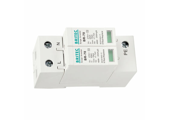 70kA Type 2 overspanningsbeschermingsinrichting DIN Rail Montageable Overspanningsarrestor IEC 61643-11 Conform