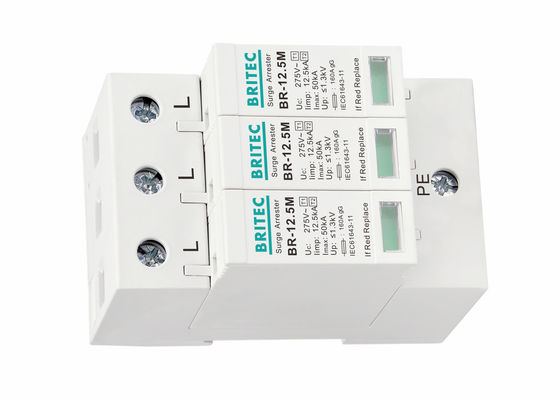 12.5kA Iimp 3 fase DIN Rail Mount Surge Protector en Surge Arrestor voor AC Power Systems