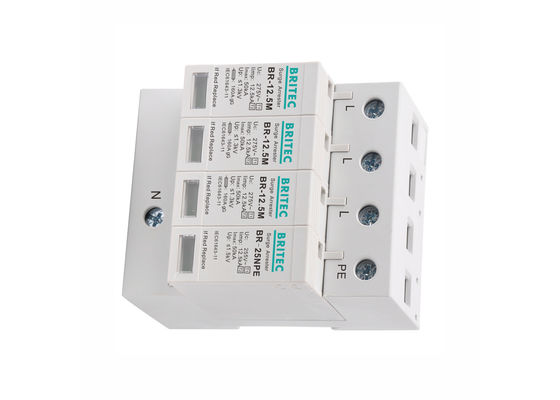 Compact 12,5kA klasse B + C Driefasige spanningsherstel SPD met DIN Rail Mount
