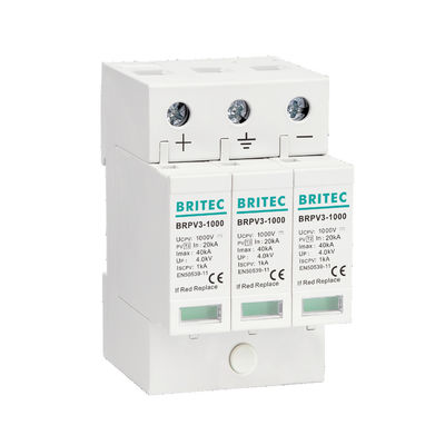 BRPV3-1000 1000V 40kA 3P DC Zonne-PV Overspanningsbeveiliging Overspanningsafleider Bliksembeveiliger