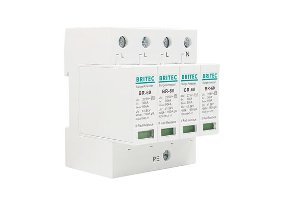 60kA AC275V DIN-railgemonteerde bliksemafleider SPD voor elektrische stroombeveiliging