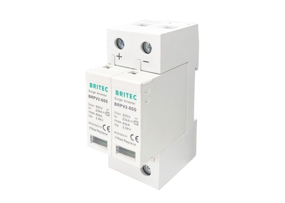 Photovoltaic PV Schommelings Remtype van DC600V 2P 40KA - 2 het Lage Voltage van de Bliksembeschermer