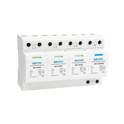 BRITEC BR-50GR 3P+1 Type 1 Overspanningsbeveiliging met 50kA Capaciteit en Steekbare Structuur