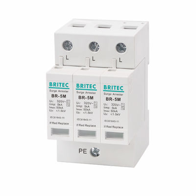 5kA 3P 320Vac bliksembeschermers Type 1+2 AC-overspanningsbescherming / klasse I+II / klasse B+C-serie