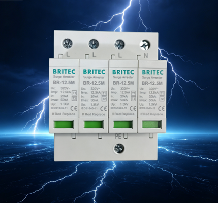 25kA T1+T2 Overspanningsbeveiliging met DIN-rail montage voor Industriële Elektrische Bescherming