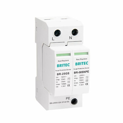 25kA Type 1+2 Overschuiver met DIN Rail 35mm-montage voor betrouwbare overspanningsbescherming