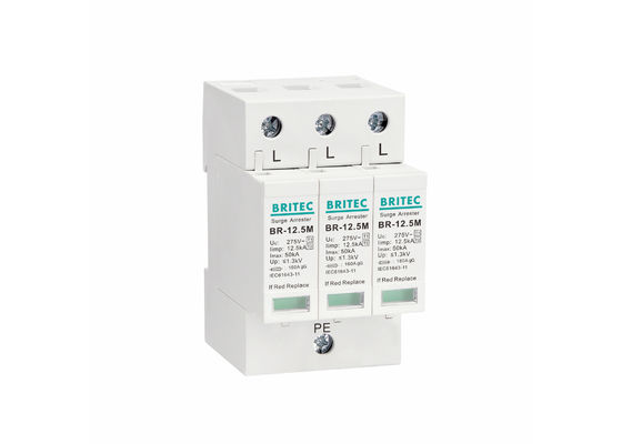 12.5kA Iimp 3 fase DIN Rail Mount Surge Protector en Surge Arrestor voor AC Power Systems